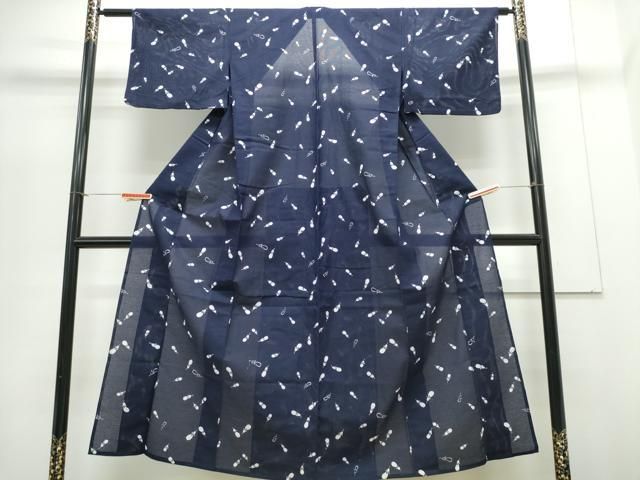 平和屋着物∴夏物 浴衣 綿絽 成り物 茄子 なす 綿 CAAY4607ng