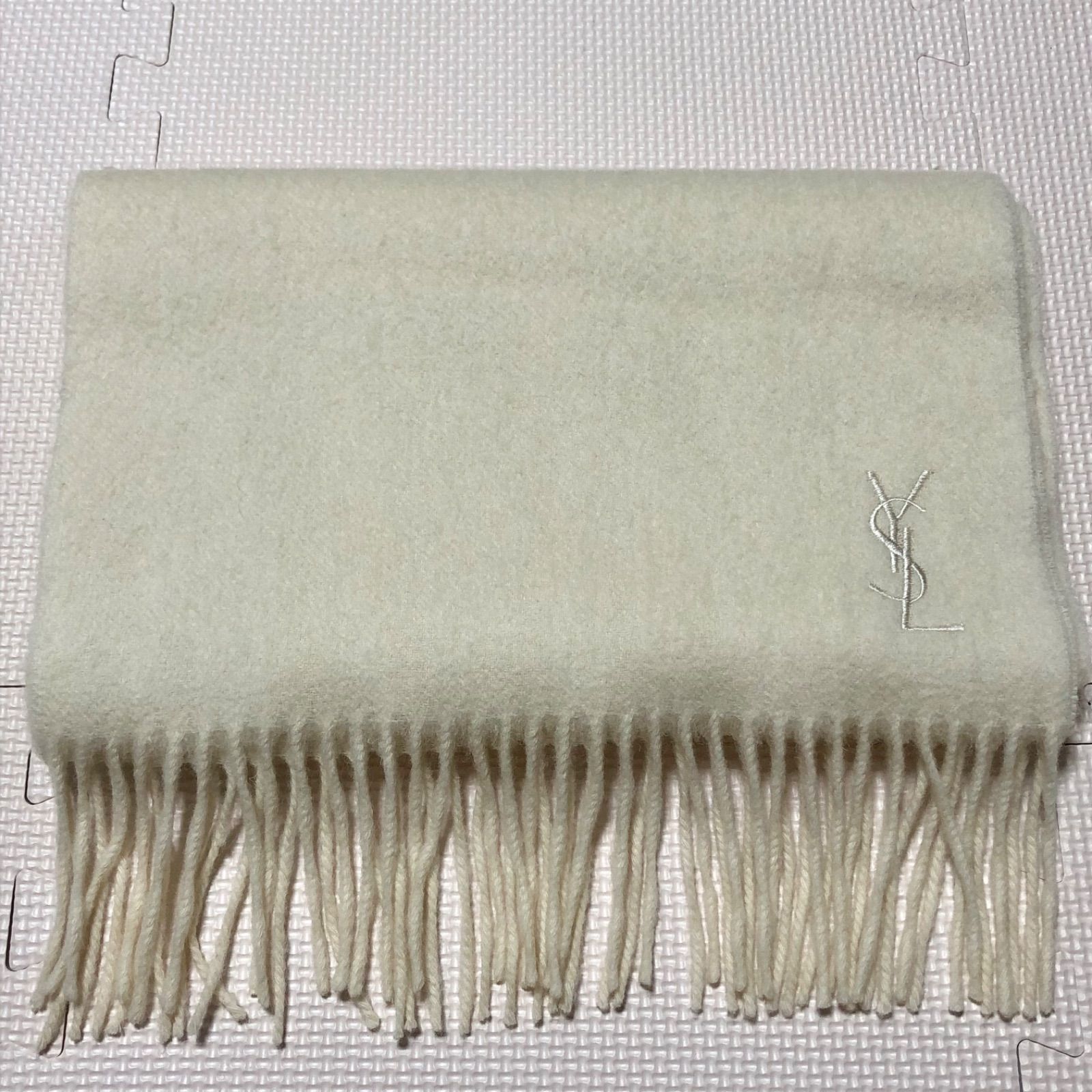 希少 SAINT LAURENT サンローラン マフラー ロゴ ウール