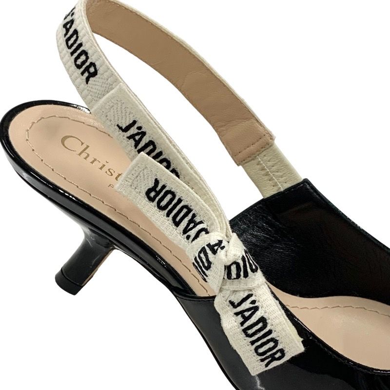 クリスチャンディオール CHRISTIAN DIOR J'ADIOR パンプス サンダル 靴 シューズ スリングバック ロゴ パテント ブラック  ホワイト - メルカリ