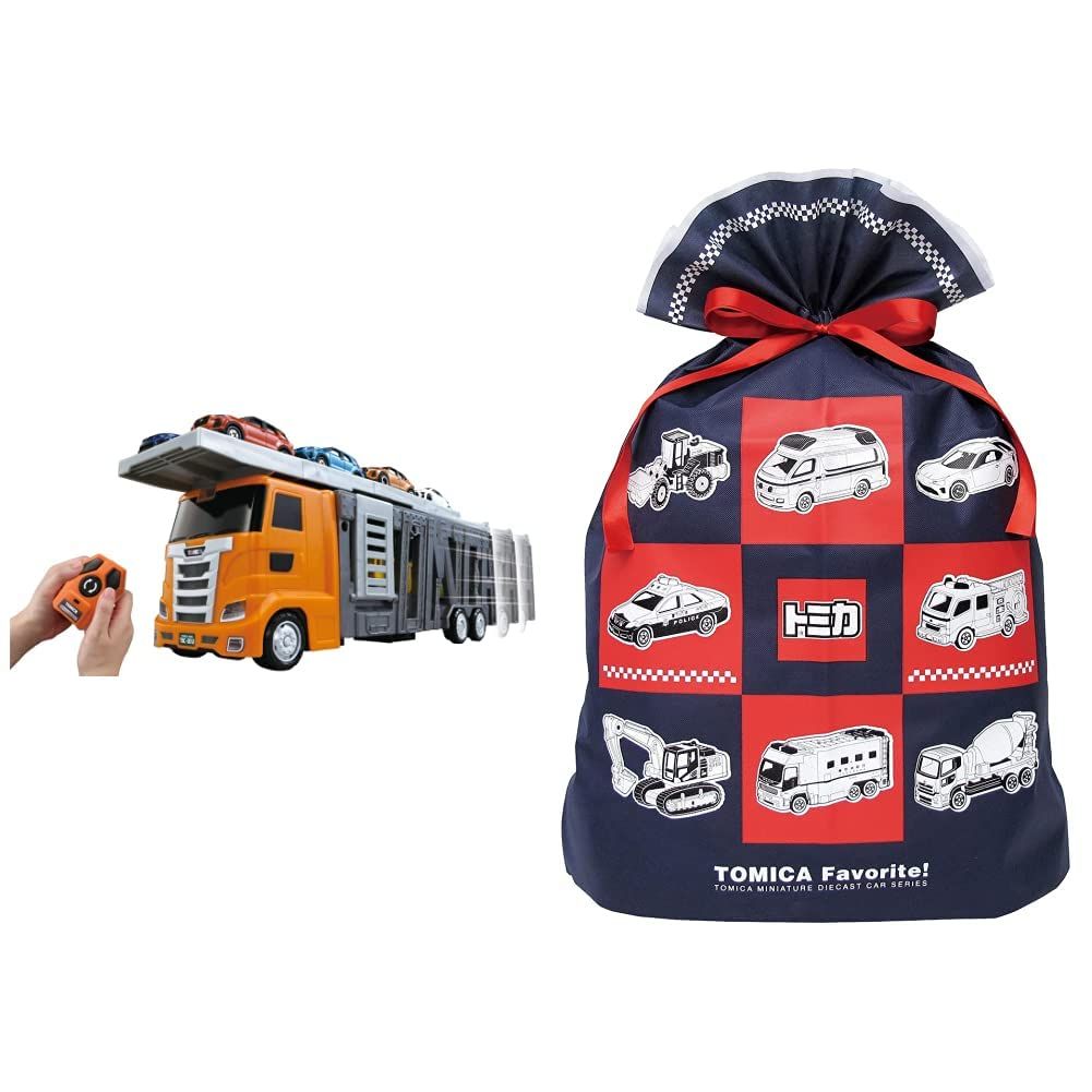 タカラトミー トミカ 大回転発車! リモコンビッグキャリアカー ミニカー 車 おもちゃ 3歳以上 箱入り 玩具安全基準合格 STマーク認証 TOMICA TAKARA TOMY インディゴ タカラトミー トミカ ラッピング袋 ギフトバッグ4L