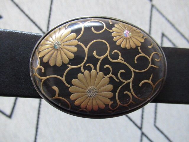 Silver925 蒔絵・彫金バックル【菊】＆ベルト つかまえ