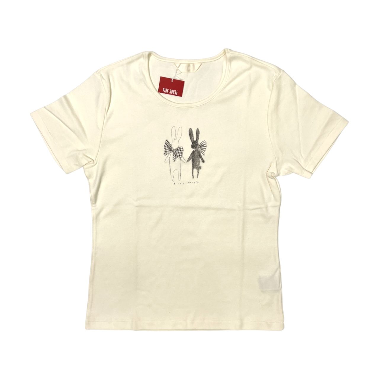 PINK HOUSE ピンクハウス タグ付き うさぎデザイン 半袖Tシャツ L/オフ  