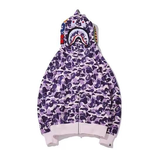 【大人気】A BATHING APE アベイシングエイプ 長袖 Sharkシャークパーカー パープル 新品 男女兼用