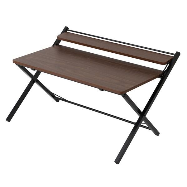 棚付折りたたみ式ワークデスク 木目調ナチュラルブラウン 幅80cm 楽天