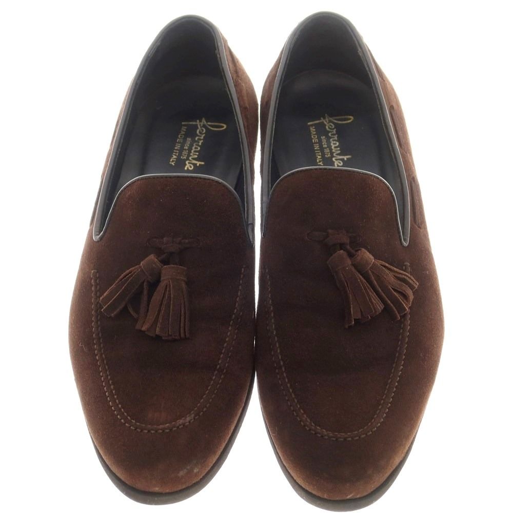 中古】フェランテ FERRANTE スエード タッセルローファー ダーク 