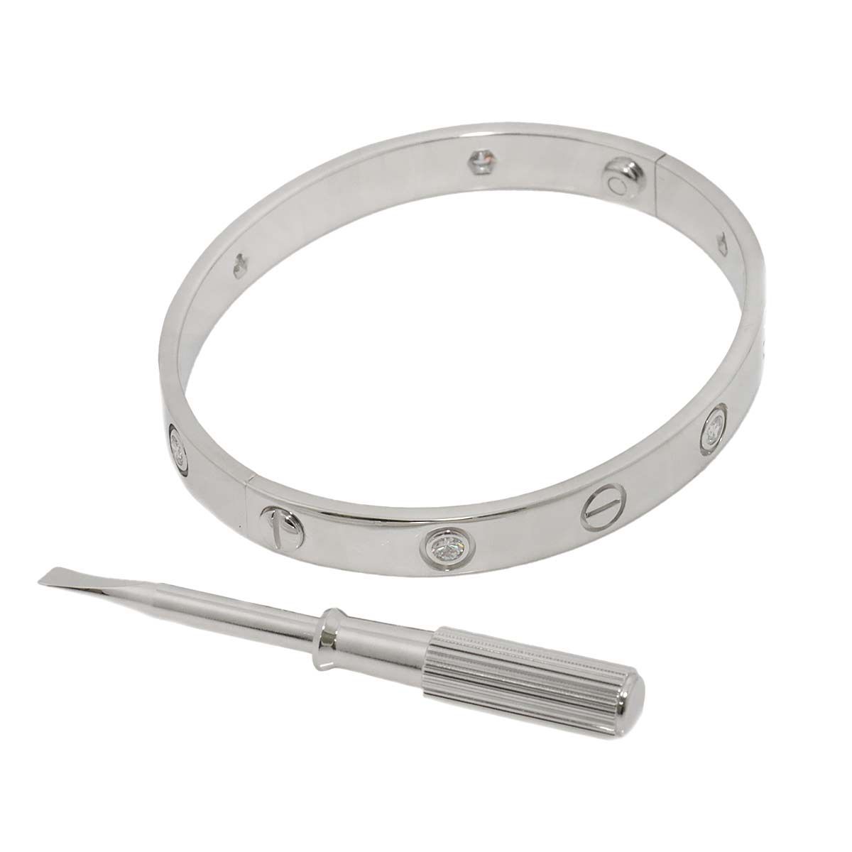 【お値下げ可】Cartier （ネジなし）ラブブレスレット カルティエラブブレスレット ハーフダイヤ #19 ユニセックス