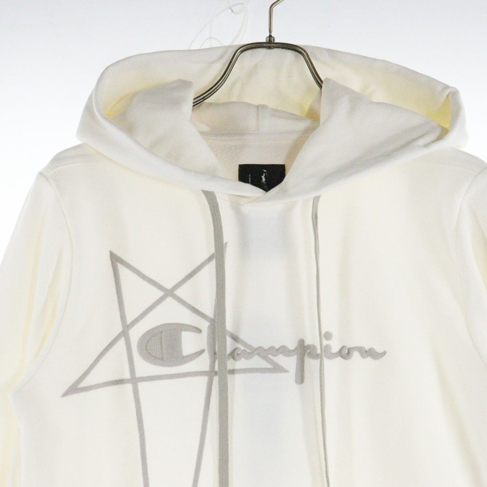 便利そうな Rick Owens リックオウエンス ×Champion HOODED BODY チャンピオン ロゴ刺繍 プルオーバースウェットパーカー フーディー ロンパース レディース CW02C9227-CHFE