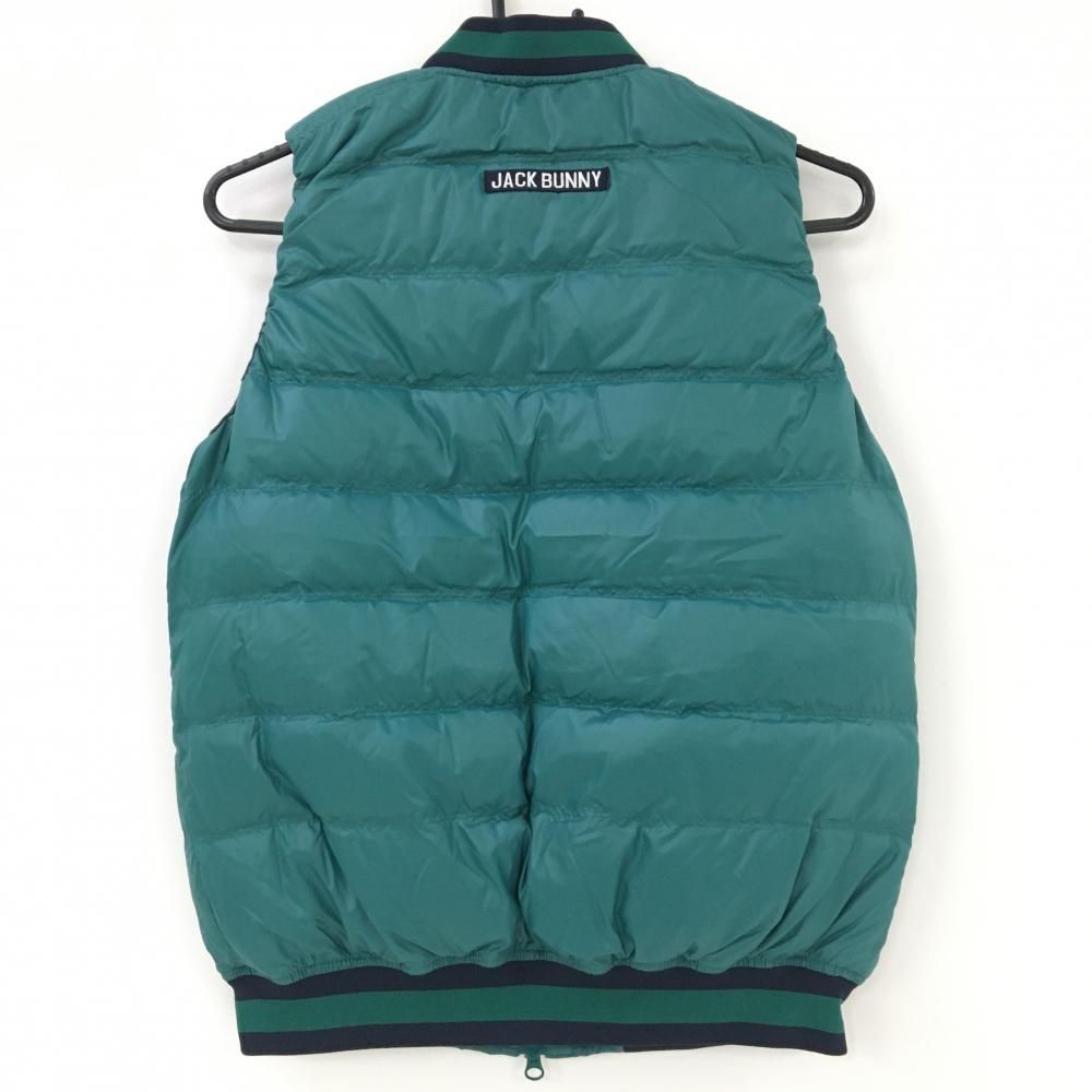 美品】ジャックバニー ダウンベスト ブルーグリーン×白 裏微起毛 軽量 