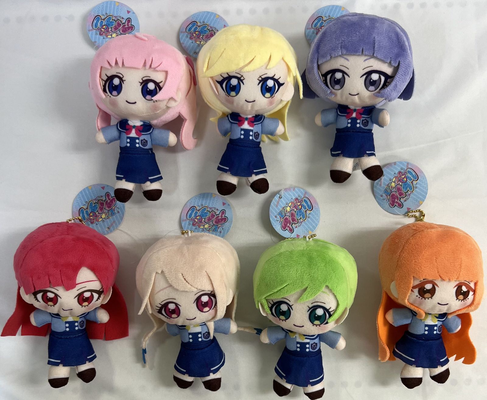 ひみつのアイプリ ぬいぐるみマスコット 私立パラダイス学園 全７種セット ひみつのアイプリ』限定プライズ 私立パラダイス学園制服姿の