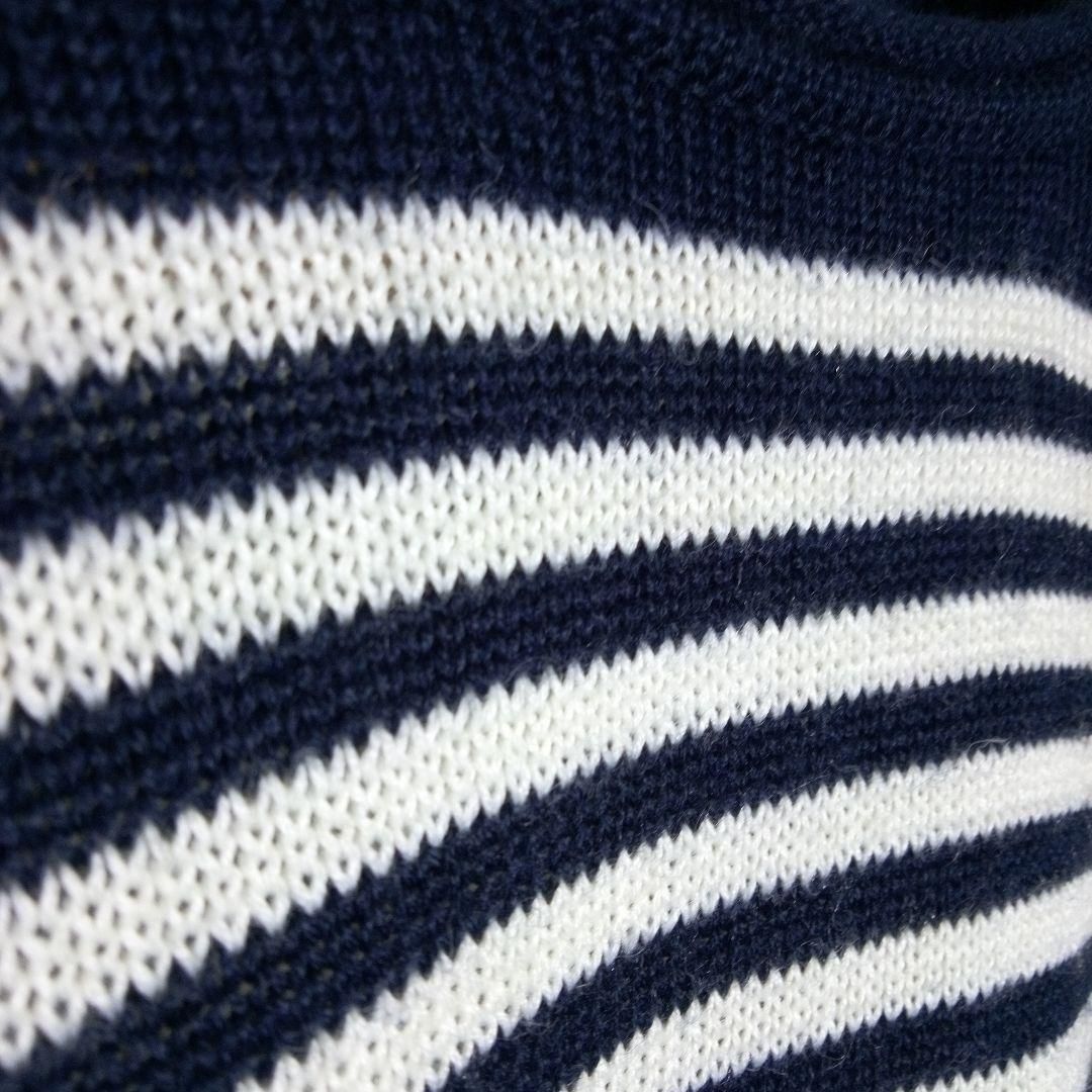 ブラックアンドホワイト　ニット　セーター　毛混　ウール　ストライプ　黄色　L ブラック\u0026ホワイト（セーター｜メンズウェア）：ウェア