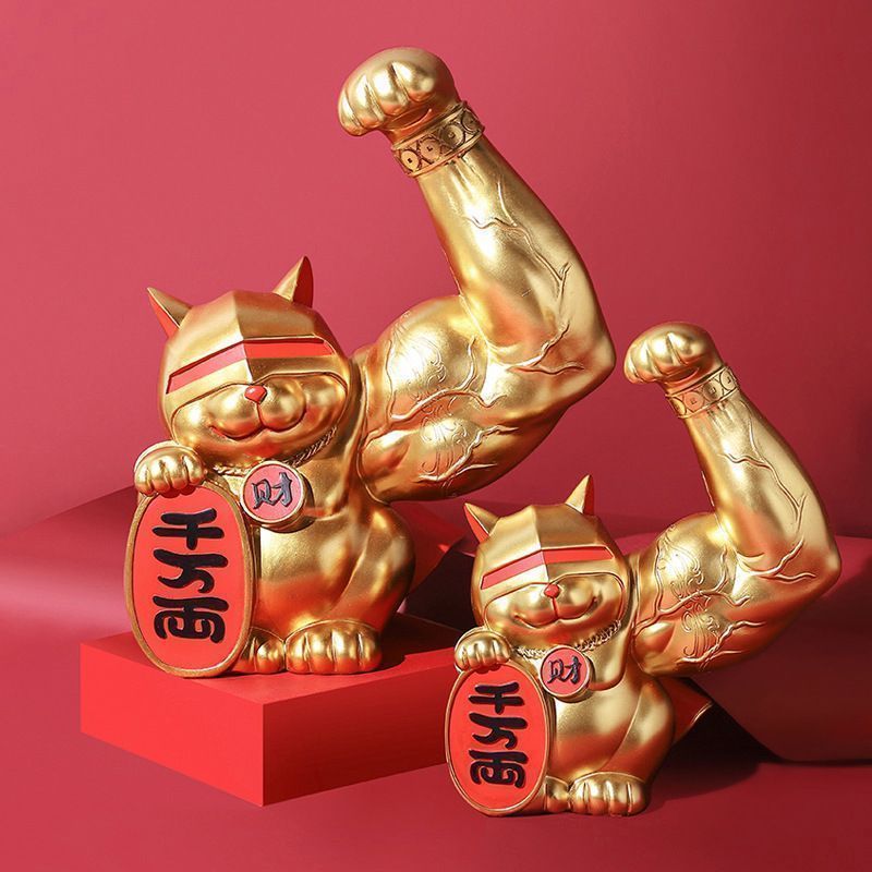 置物 置き物 インテリア 猫 キャット Mサイズ 動物 ゴールド 装飾 装飾品 彫刻 像 玄関 リビング リビングルーム 寝室 ベットルーム デスク 机 卓上