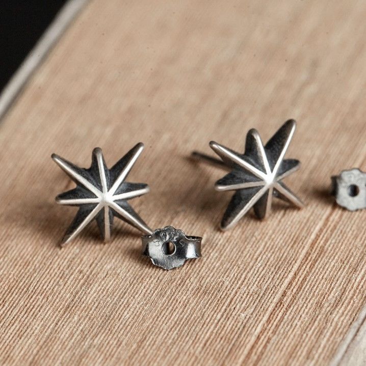 八芒北極星ピアス スタッドピアス シルバー925 片耳 silver925