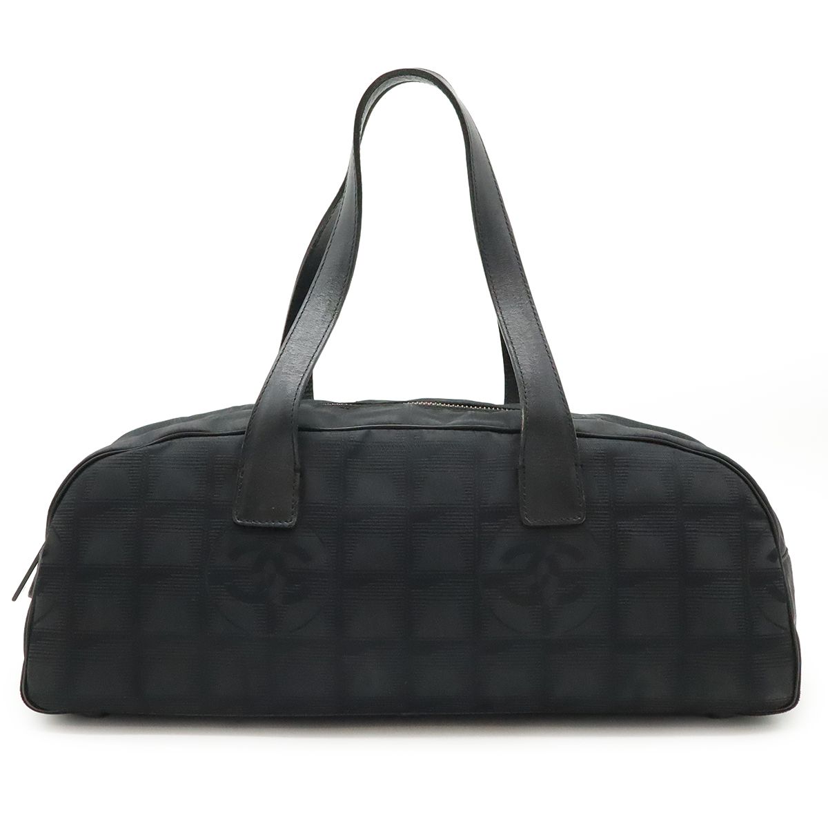 CHANEL シャネル ニュートラベルライン ミニボストンバッグ ハンドバッグ ナイロンジャガード レザー ブラック 黒 A15828