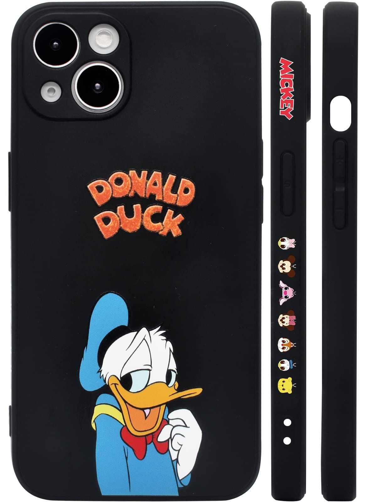 【在庫セール】ドナルドダック ディズニー iPhone15 用 ケース スマホケース アイフォン15 カバー 【全機種対応】 カバー かわいい 側面設計 TPU レンズ保護 ワイヤレス充電対応 指紋防止 黒 か