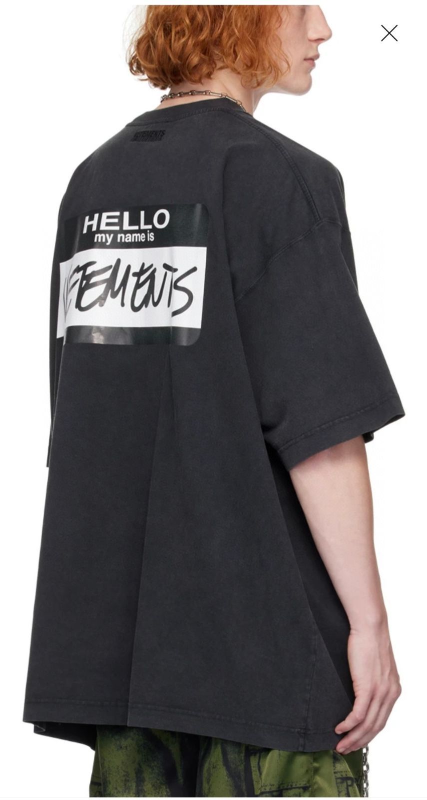 Vetements New HELLO ブラックプリント ロゴ トレンド ルーズ カジュアル コットン ウォッシュド 半袖 Tシャツ