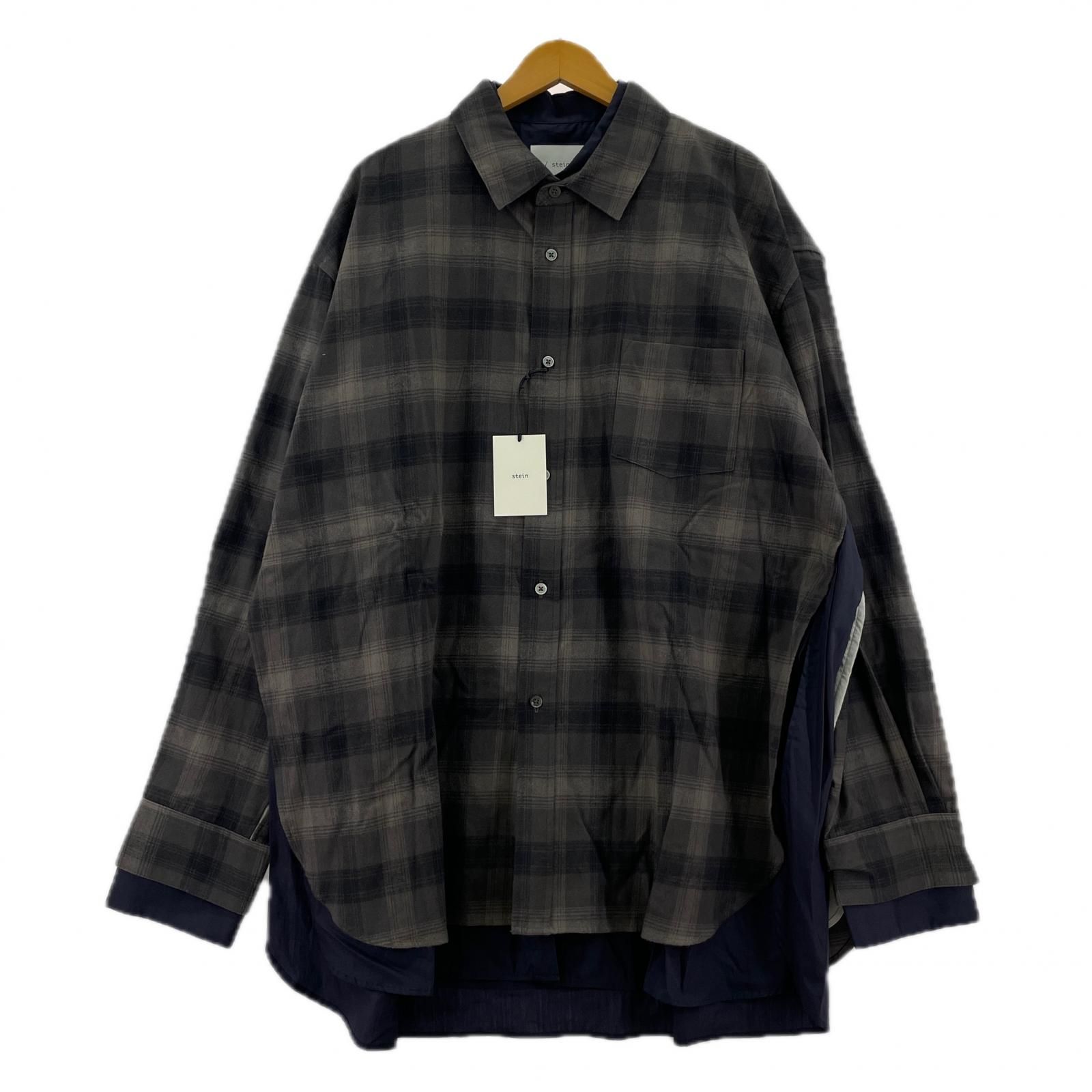 トップス stein OVERSIZED LAYERED FLANNEL SHIRT stein(シュタイン)/OVERSIZED LAYERED FLANNEL SHIRT/Grey khaki