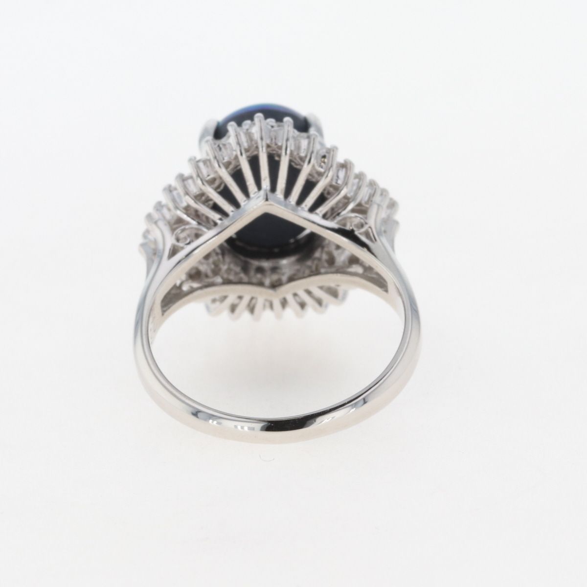ブラックオパール デザインリング プラチナ 指輪 メレダイヤ リング 