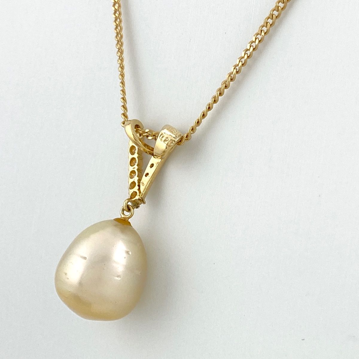 パール デザインネックレス K18 イエローゴールド ペンダント 真珠