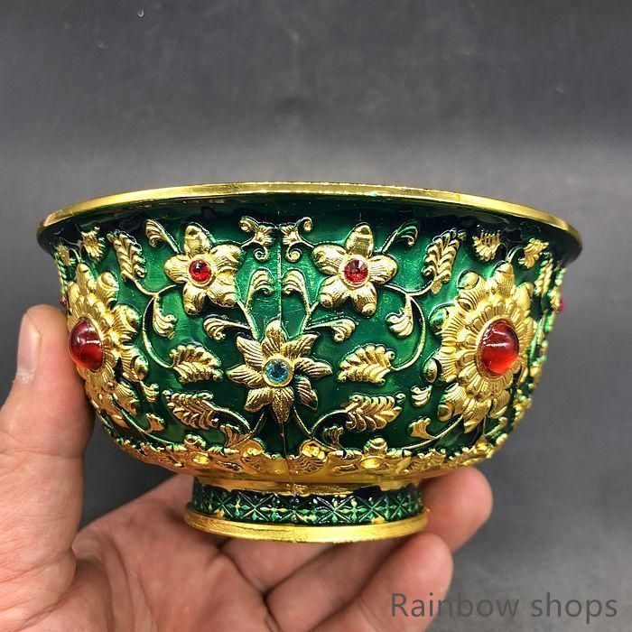 新品未使用】大清乾隆 花開富貴景泰藍花開富貴碗 装飾品 現代