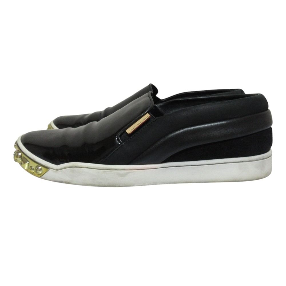 LOUISVUITTONスリッポン ネイビー チェック柄 中古品 楽しかっ