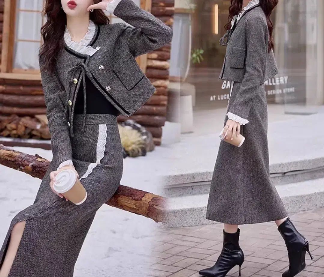 ヘリンボーン ツイード セットアップ セット