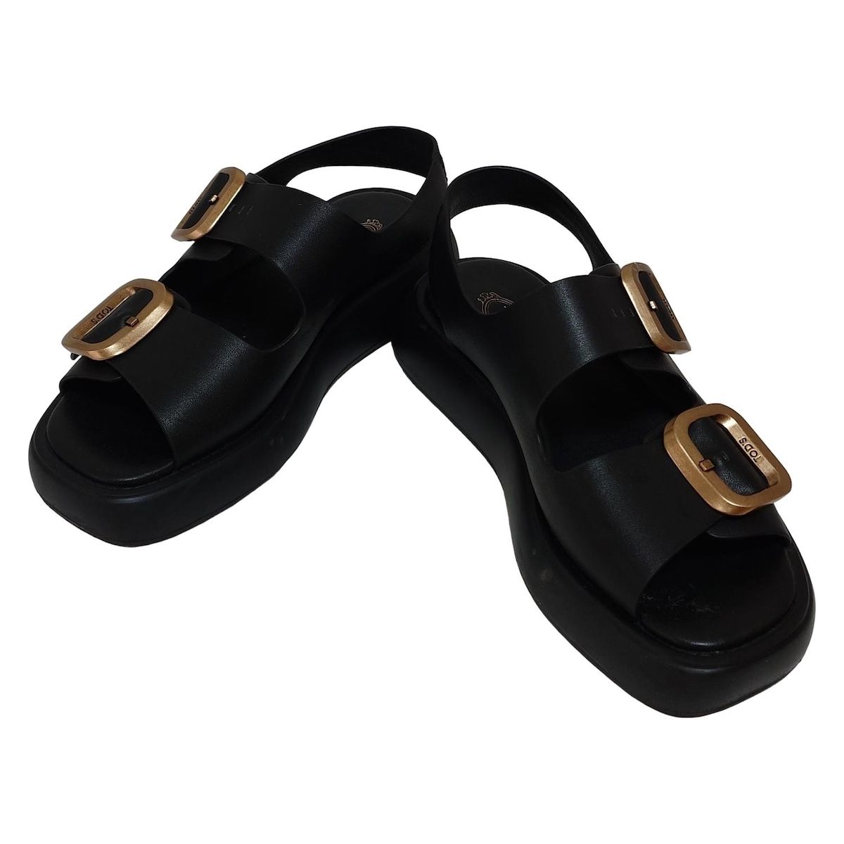 TOD'S(トッズ) サンダル 37 レディース - 黒 オープントゥ レザー