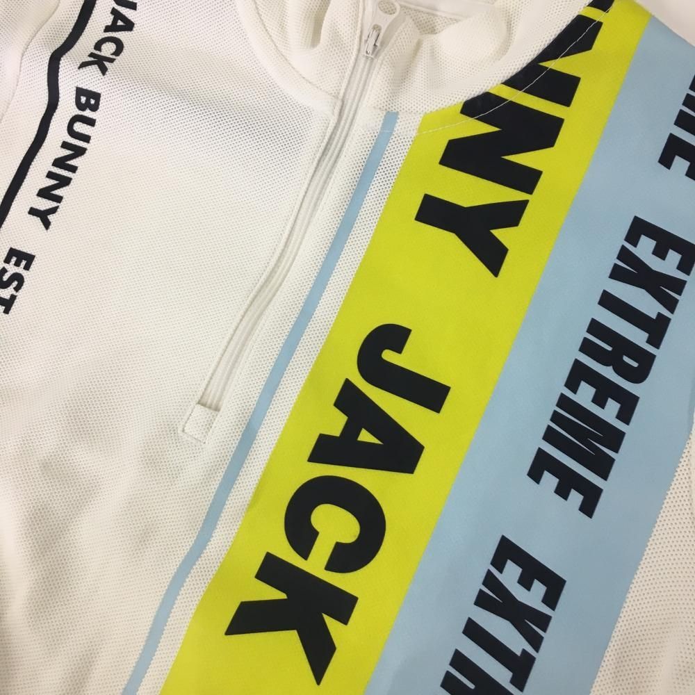 超美品】ジャックバニー 半袖ハイネックワンピース 白×イエロー ハーフ