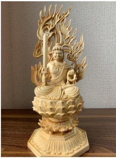 最高級 木彫り 仏像 不動明王像 彫刻 彩繪 本金 切金 天然木檜材34cm 修縁堂】大迫力 木彫り 仏像 不動明王立像 不動尊 彫刻 一刀彫