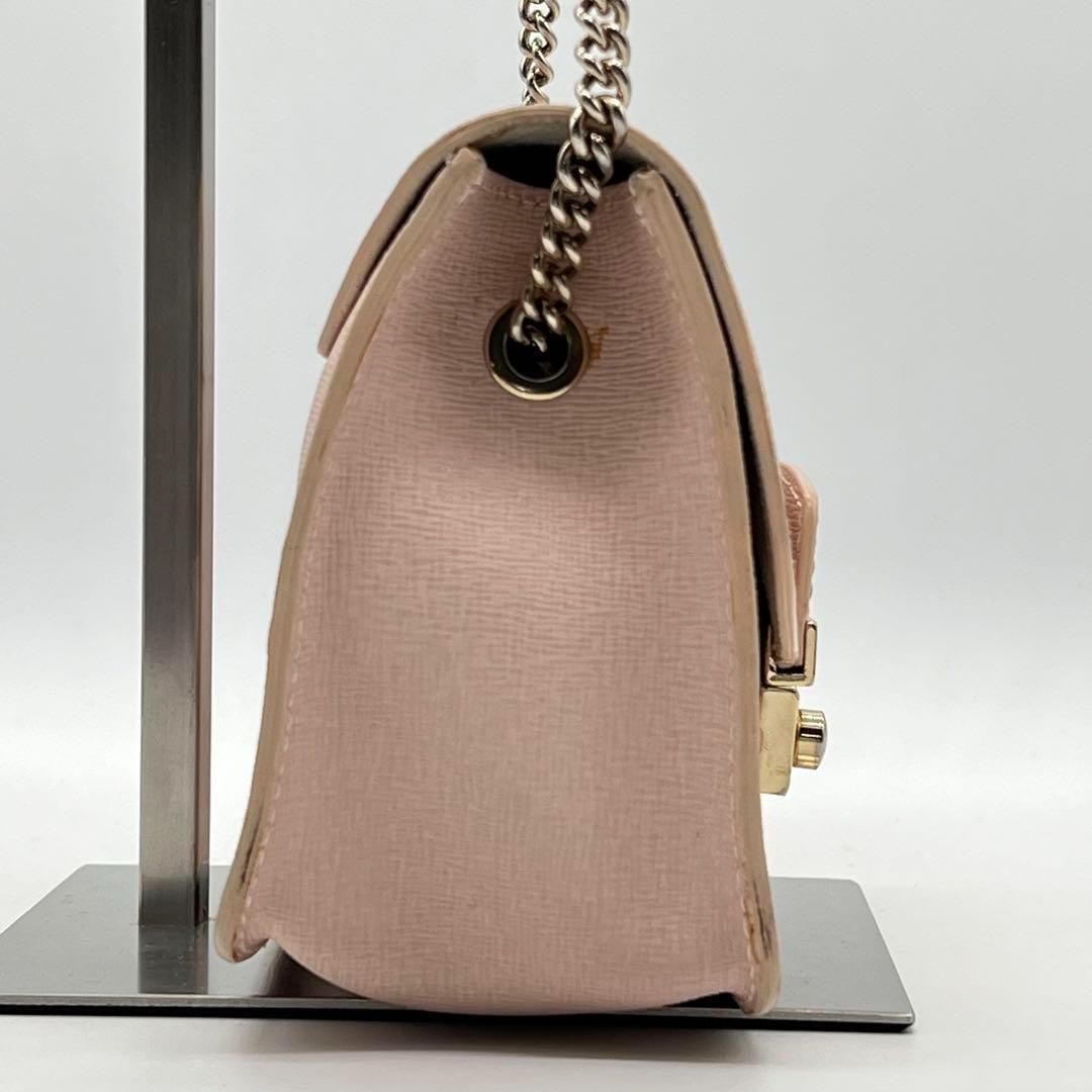 美品 FURLA メトロポリス グレージュ チェーンショルダーバッグ 本革 極美品 FURLA メトロポリスチェーン ショルダーバッグ