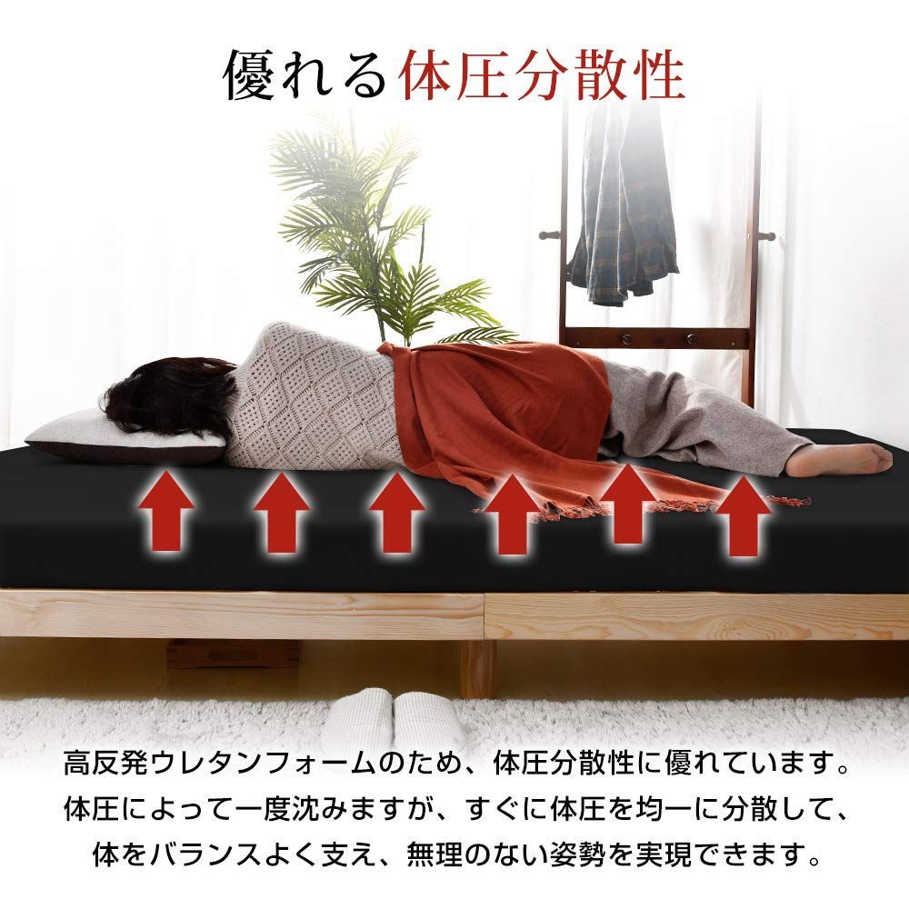 新着商品 高反発 高密度 厚10cm 防ダニ 防臭 ベッドマットレス 通気性 カバー洗える マットレス シングル ブラック NEXPOTALLINN_EU