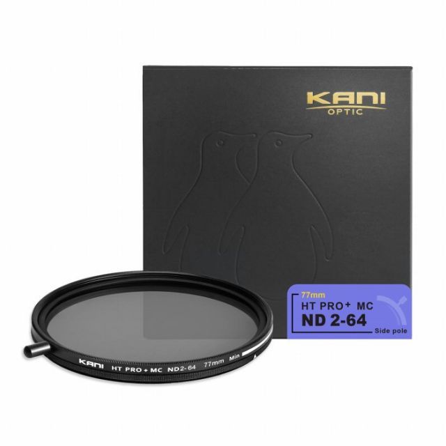KANI 可変NDフィルター バリアブルND2-64 77mm 着脱式回転ノブ付 減光効果 1-6絞り分 | レンズフィルター 丸枠