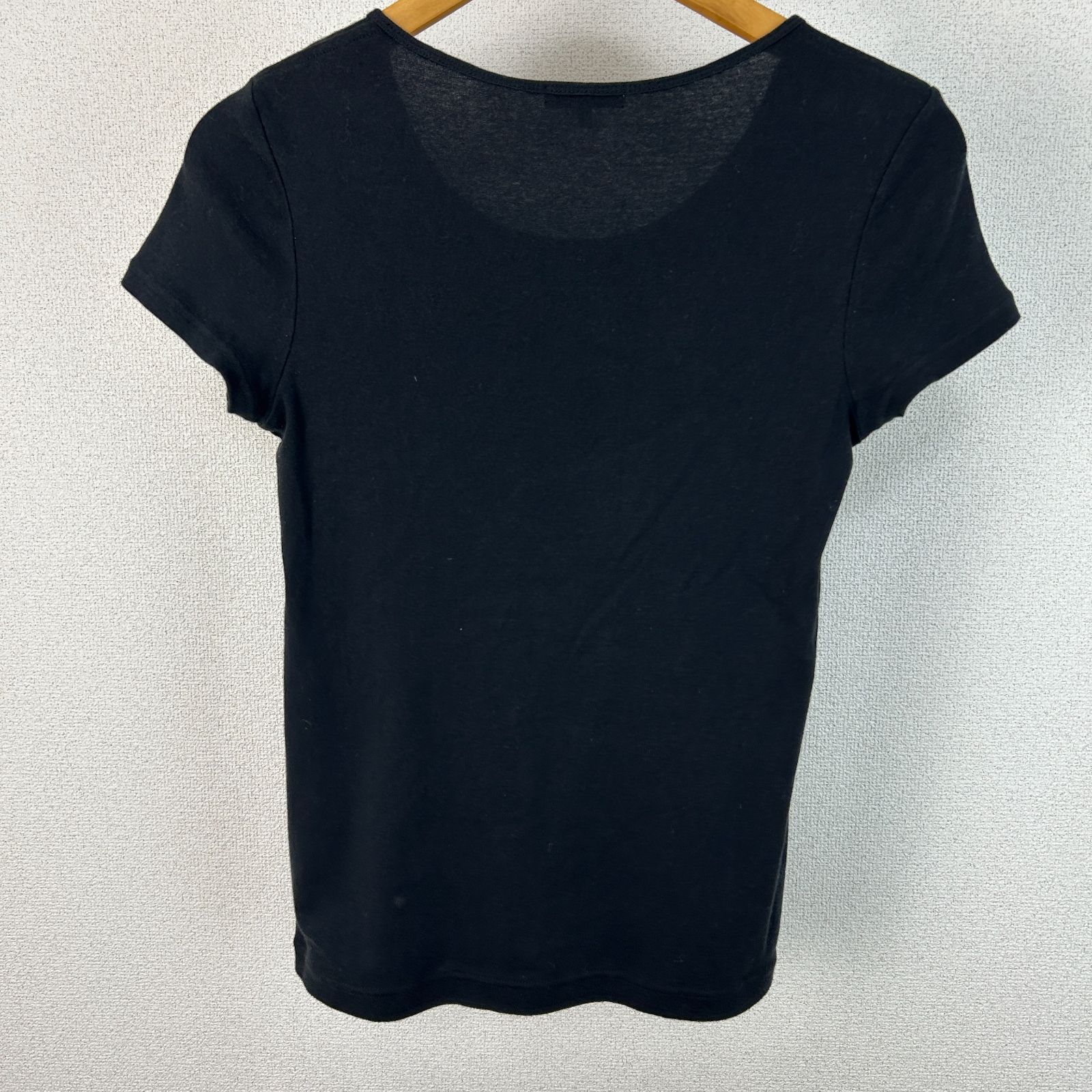 ラコステ Lacoste Tシャツ 刺繍ロゴ 黒 38サイズ レディース