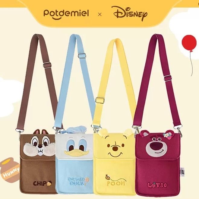 海外限定 ディズニー スマホショルダー ポーチ プー ドナルド チップ