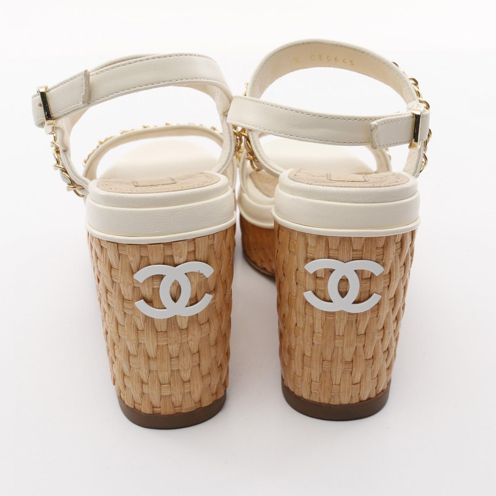 シャネル CHANEL サンダル ココマーク G35643 アイボリー レザー