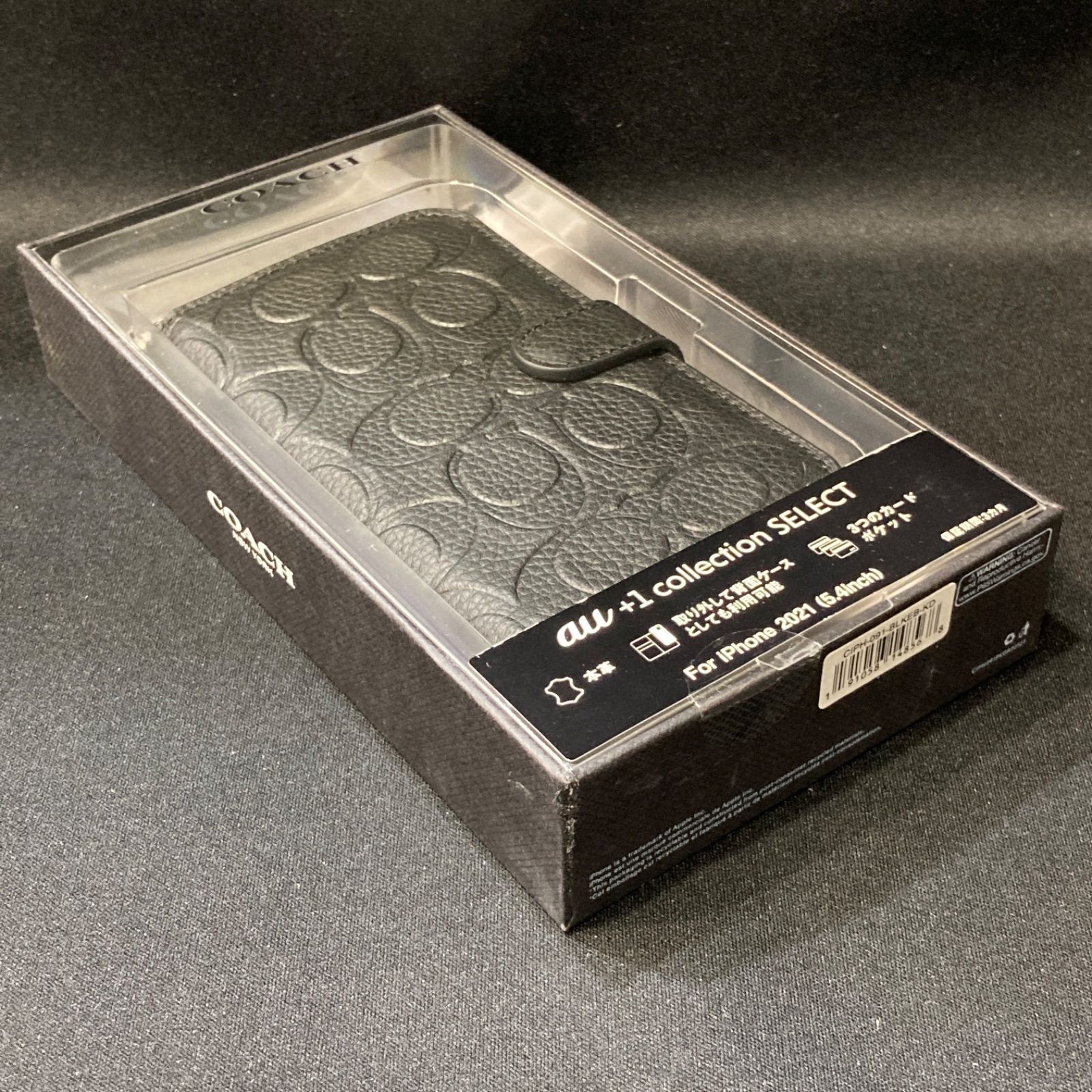 未使用品】COACH コーチ 本革 iphone13 mini用ケース 黒 カバー 手帳