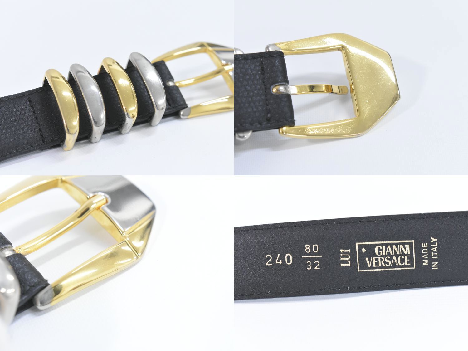 本物 ジャンニ ヴェルサーチ GIANNI VERSACE レザー ベルト 240 80/32 ブラック GP ゴールドメッキ シルバー金具 レディース 服飾小物 中古 本物 ジャンニ ヴェルサーチ GIANNI VERSACE レザー ベルト 240 80/32