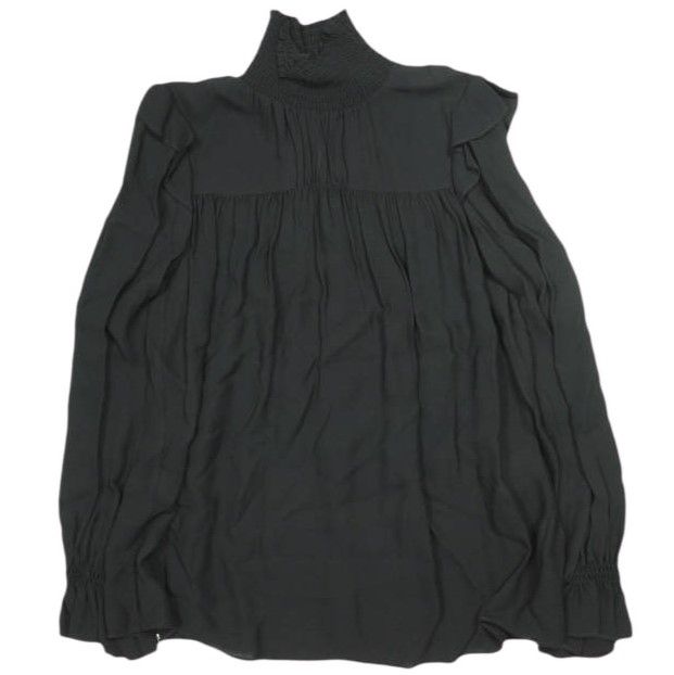 ヌメロ21 フリル付きハイネック黒長袖ブラウス 新品 N°21 ヌメロヴェントゥーノ 23AW イタリア製 ハイネック