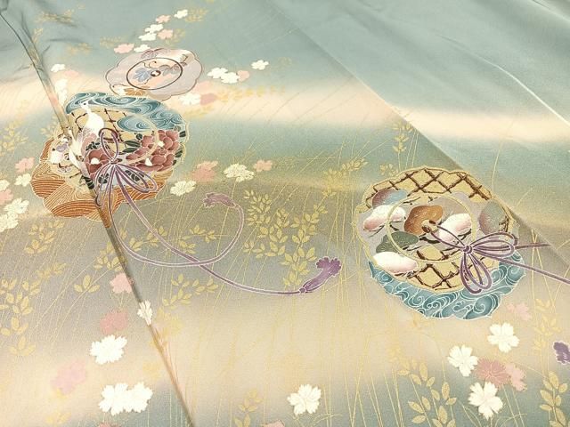 平和屋着物□訪問着 花鳥文 暈し染め 金彩 正絹 逸品 AAAZ2950mf