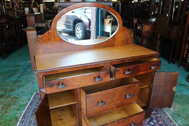 当店の商品全て正規品！ 在庫一掃セール イギリス アンティーク家具 ミラーバックサイドボード カップボード サイドボード キャビネット ミラー 英国製 mh-1154