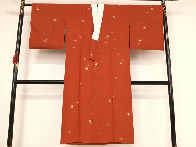 平和屋着物○長襦袢 無双仕立て 舞花文 反端付き 正絹 逸品 未使用