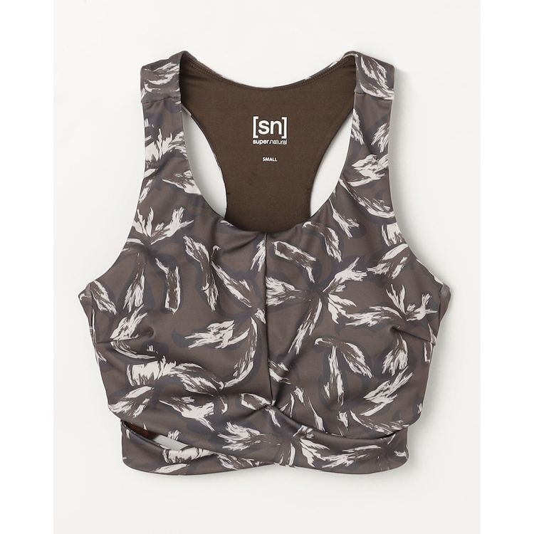 25秋冬 エスエヌ スーパーナチュラル sn super.natural レディース JP フロント クロス プリント ブラトップ snwj10240 ブラトップ 吸水速乾 UVカット ヨガ ピラティス フィットネス