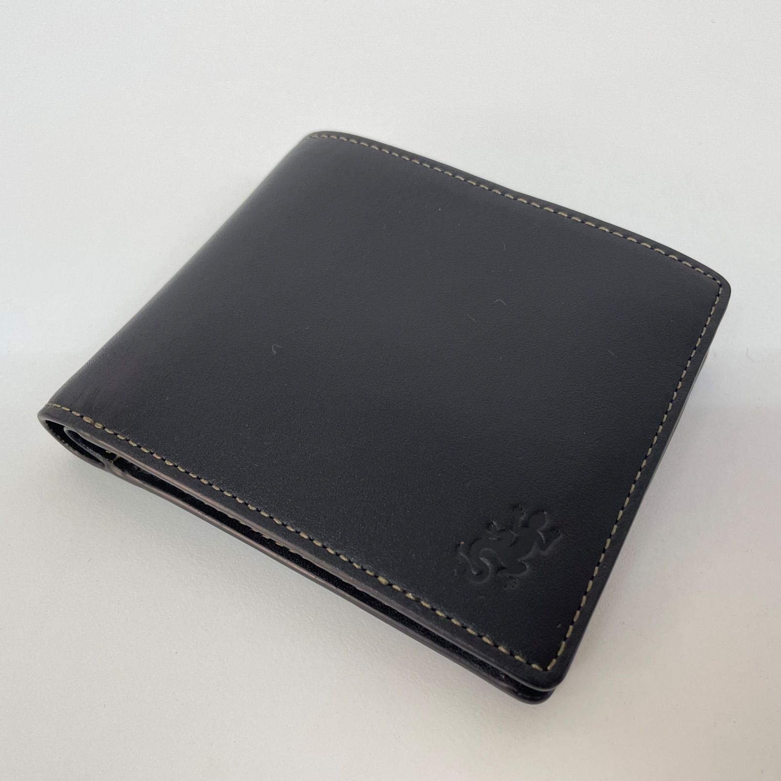アニエスベー agnes.b 2つ折り財布 レザー ブラック コンパクト-素材