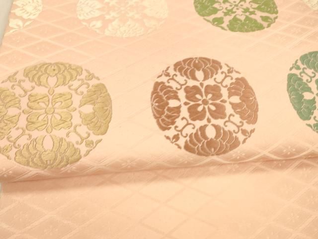 塩瀬 桜 正絹 名古屋帯 茶系