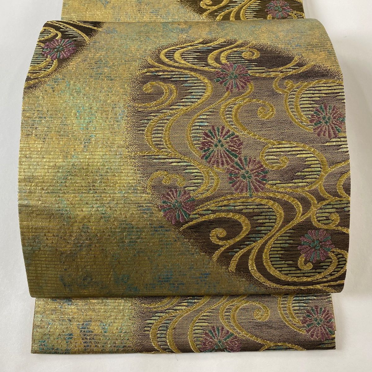 【美品】袋帯 六通 本金箔 月下松 3446a.jpg