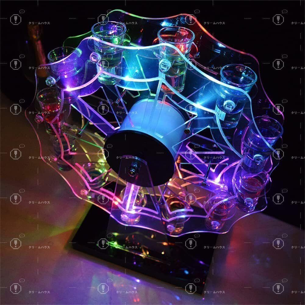 テキーラ観覧車 12穴 12×カップ LED酒ボトルの表示棚 ワイン