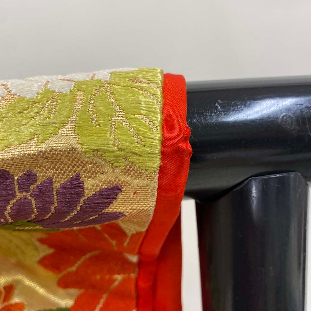 色打掛 正絹 鶴 刺繍 金 赤 打掛 Lサイズ 裄67 花嫁衣裳 婚礼  