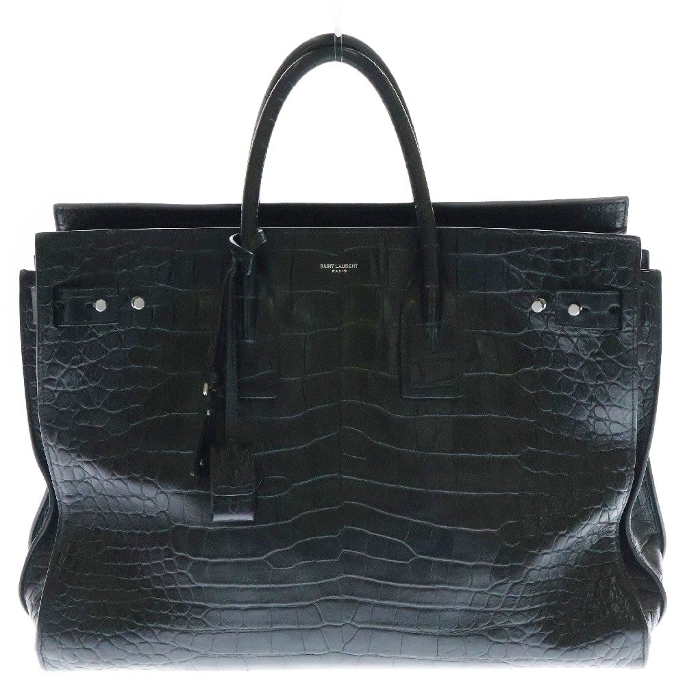 SAINT LAURENT PARIS サンローランパリ サックドジュールスープル ラージ クロコ型押しレザー ハンドバッグ ブラック 478167