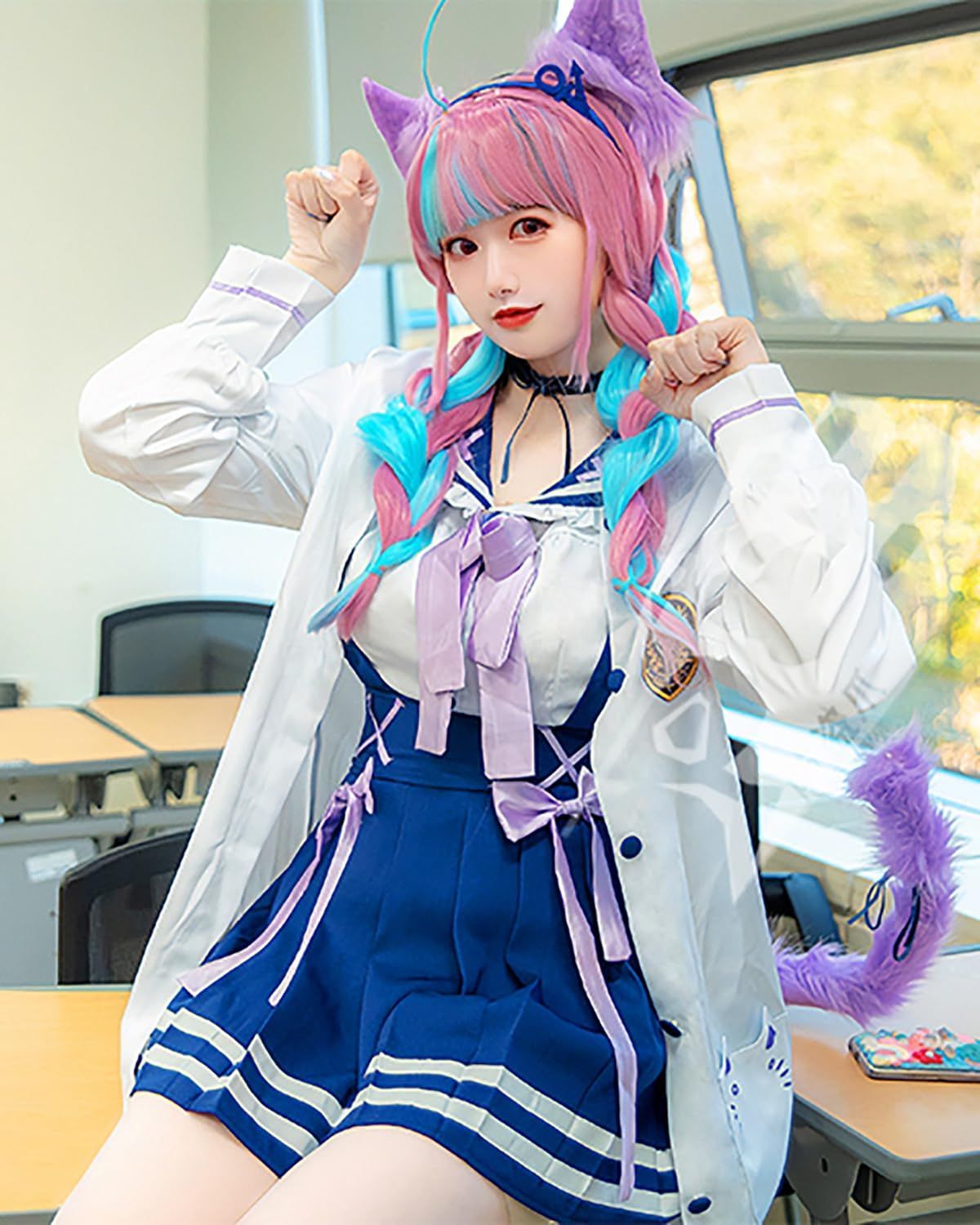 神併良品] 湊あくあ コスプレ ウィッグ付き Vtuber コスプレ衣装