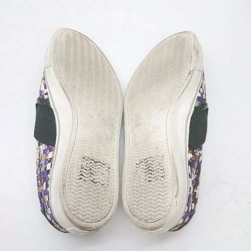 ◇ &Theta; Clarks クラークス スニーカー サイズM パープル　ベージュ レディース E  【1410290061534】