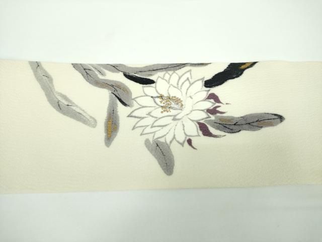 平和屋着物●京友禅作家　山科春宣　九寸名古屋帯　手描き　草花文　金彩　正絹　逸品　DAAV6843ps 平和屋着物○京友禅作家 山科春宣 九寸名古屋帯 手描き 草花